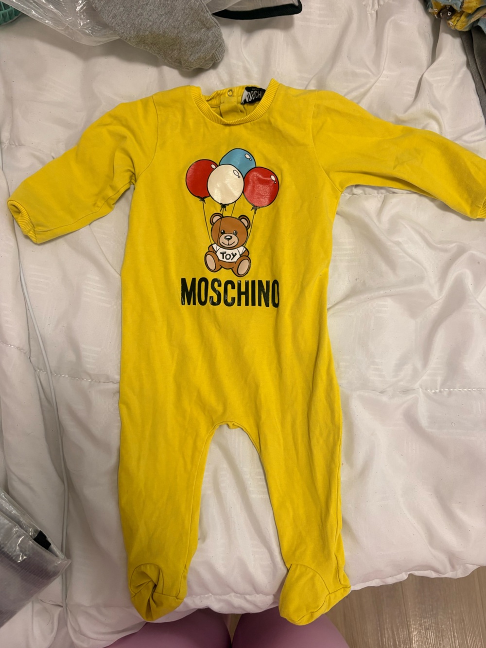 Moschino Yellow Teddy Romper 6-9m